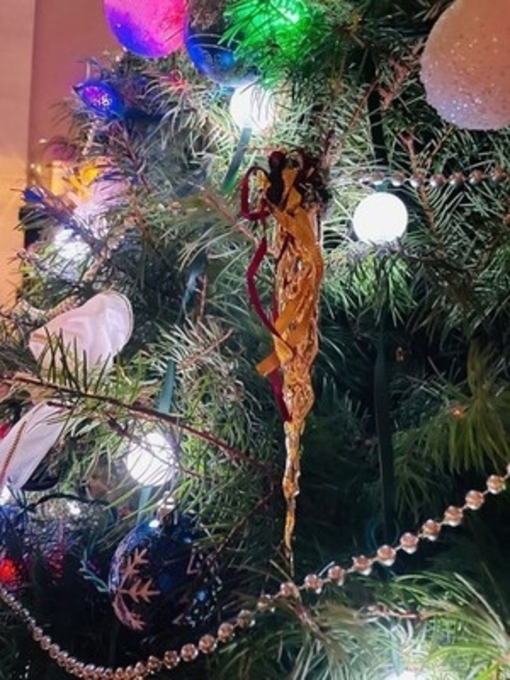 Oversized Gold Glass Cone Teardrop Christmas Ornament Collectible 8 Inch - Picture 3 of 7